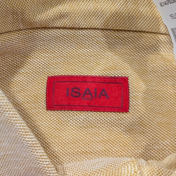 Mens ISAIA Cotton Short Sleeve Polo Shirt Yellow - Picture 4 of 5